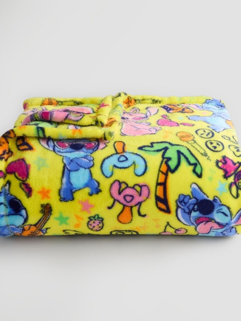Disney Yellow Stitch Pattern Plush Throw Blanket
